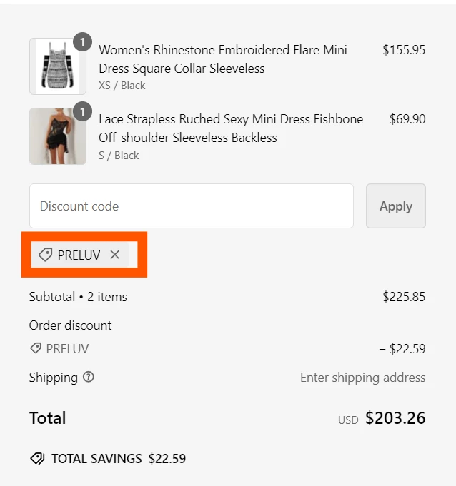 Fashionella verified Coupon code PRELUV